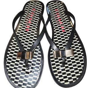 Coach Black and White Sandals with Pink Logo